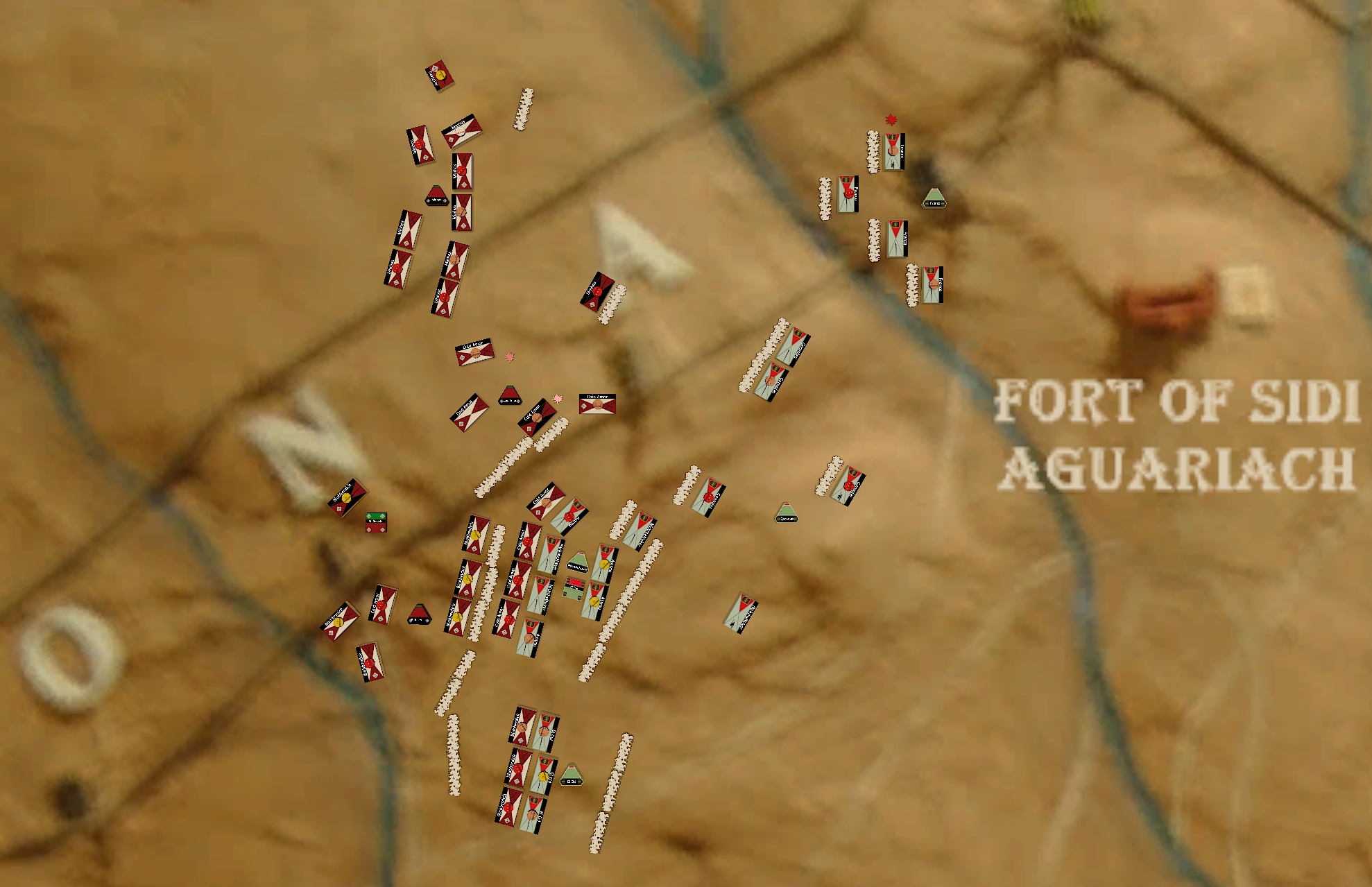 Battle map of Melilla 1921 showing Spanish Foreign Legion and Riffian unit positions around the port town